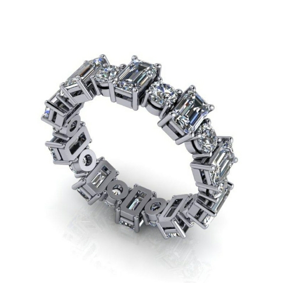 🆕️$1200 3.5 ct Emerald & Round Eternity Simulated Diam - Picture 5 of 7